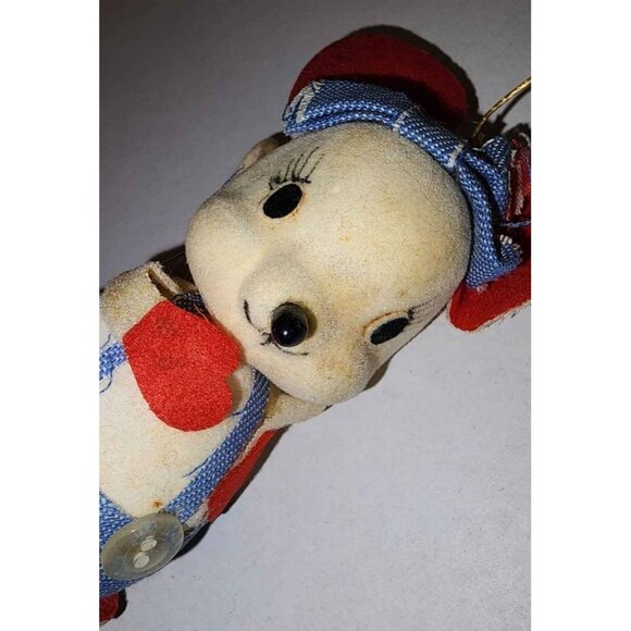 Vintage Japanese Mouse Ornament With Denim Overalls & Red Accents - Collectible - Picture 5 of 9